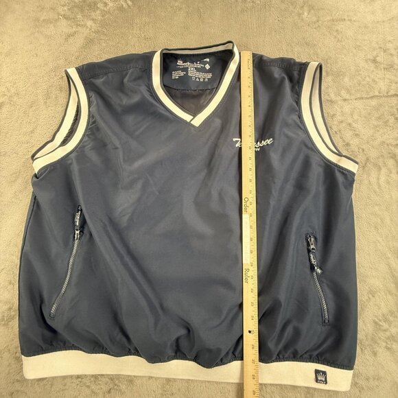 Tennessee Golf Vest Mens 2XL Navy White V Neck Windbreaker Pullover Zip Pockets - Picture 8 of 12